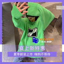 Over-experience welldone spring style large pane logo long sleeve sweater woman we11done large code loose needle cardiovert