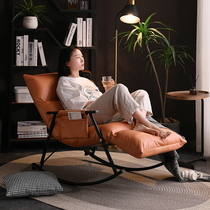 Rocking chair Home Balcony Leisure Rocking Chair Adults Tech Cloth Nordic Modern Living Room Sloth Sofa Light Lavish Lounge Chair