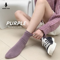 Henny Rue Autumn Winter Warm Pile Socks Women Solid Japanese Little Fresh Socks Casual Tube Socks