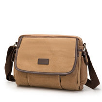 Flip messenger bag canvas bag casual slung British retro fashion college schoolbag shoulder bag
