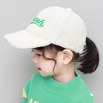 Childrens hats baby caps autumn and winter Korean hip-hop lambs warm windproof girls boys kids baseball caps