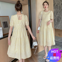 Pregnant woman summer clothes dress dress in summer with small fresh and reduced age crushed flowers dress foreign air big code pregnant woman skirt summer