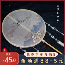 Xuetingfang Yunzhong Crane Yunshen do not know the long handle group fan ancient style broken cloud crane photography catwalk props