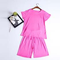 Womens short-sleeved shorts suit T-shirt plus fat plus size five-point pants thin loose loose can wear pajamas home clothes