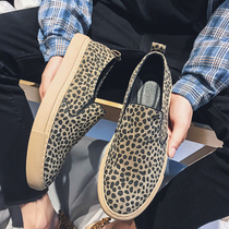 Summer BAO WEN Lefu Shoe Mens Lazy Man One Foot Pedal Mens Shoes Thin canvas genuine leather Bean Bean Shoes Casual Breathable Plate Shoes