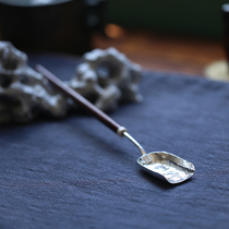 Leisure Yunya toy new Japanese sterling silver handmade tea shovel teaspoon tea spoon incense shovel Kung Fu tea road tea set accessories