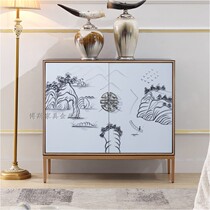 New Chinese porch cabinet entrance light luxury decoration cabinet entrance garden end View platform solid wood entrance hall living room partition cabinet