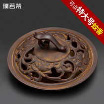 Potho Van Gogh Creative Ceramic Large Number with cover Mosquito Incense Stove Incense Box Pantoto Household Indoor Smoked Sandalwood Incense Stove