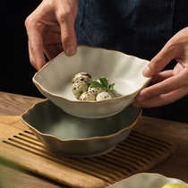 Day-style hand cutlery square pan salad bowl square bowl fruit pan dish irregular creative cutlery handmade