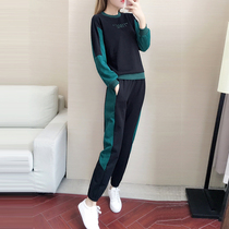 European station fashion leisure suit 2021 spring new Korean version loose thin womens sports trend brand two-piece set