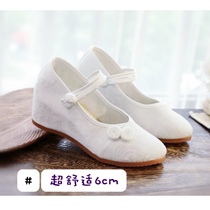 Wedge heel heightening shoes Inner heightening white wedding shoes with Hanfu non-slip wedding artifact bridal cloth autumn and winter 6cm