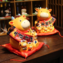 New Years Niu Gas Impulse Sky Creativity Cute mascot Merchants Swaying Pieces Living-room TV Cabinet Town Residence Golden Bull Ornaments