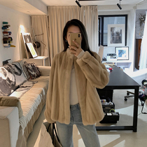 MSBEAST purple standard velvet small female mink full draw mink coat female whole mink fur coat female short collar