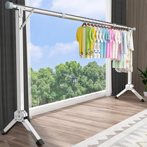 Drying rack floor-to-ceiling folding balcony indoor and outdoor household cool clothes stainless steel simple telescopic rod drying quilt artifact