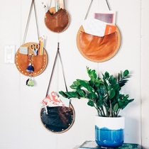 PentFair Vietnam rattan leather handmade decoration hanging bed and breakfast home living room wall creative hanging basket wall hanging