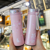Net Red Ins Fresh insulation Cup Girl Hearts Cute Water Glasses Portable for male and female students Jane about original Cebu Wind with hand cup
