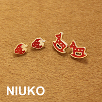 NIUKO Red Gold super cute cute strawberry small Trojan shirt shirt button button accessories DIY buckle