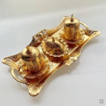 Stunning Turkish original Ottoman Court Golden Tulip exquisite European metal coffee cup set to send spoon