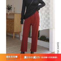 OYANXI Ouyang Xi homemade Joker nine-point trousers spring womens high waist slim straight pants overalls black pants