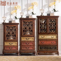 American Solid Wood Hollow Locker Restore Color Sculpture Cabinet to Cabinet Household Foyer Cabinet