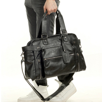 New leather trend business travel bag Hand Bag Mens shoulder bag computer bag mens bag leisure shoulder bag tide
