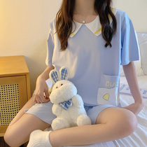 Pregnant Woman Sleepwear Summer Months Thin Spring Autumn Big Code Postpartum Maternal Breastfeeding Breastfeeding Home pure cotton short sleeve lunar subsuit