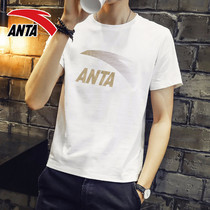 Anta short-sleeved T-shirt mens 2021 summer new sweat-absorbing and breathable large logo round neck casual half-sleeved sportswear