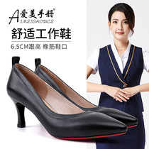 Small size womens shoes do not fall heels womens thin leather work shoes retro brown leather shoes pointed single shoes 33 yards