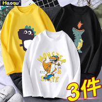 Childrens clothing boys long-sleeved t-shirt 2021 new cotton spring childrens 5 baby cartoon bottoming shirt thin autumn clothes tide