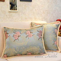 European luxury brocade sofa large pillow American embroidered short pillow waist pillow study bedside pillow cushion backrest