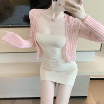 Light ripe wind ins sweet salt sexy tight-fitting hip suspender skirt skirt super Fairy pink cardigan T-shirt women