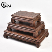 Qinshu chicken wing wood carving Ming style rectangular mahogany base crafts ornaments Buddha flower pot solid wood base
