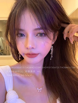 Its a fairy right ~ ins earrings fairy Super Flash rhinestone tassel earrings Super fairy Net red earrings 2021 New