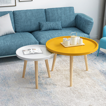 Coffee table Solid wood Nordic simple simple round small apartment type Economical living room Balcony Bay window Coffee table combination furniture