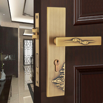 New Chinese door lock indoor full copper bedroom lock mute home imitation antique Chinese wooden door pure copper room door lock universal