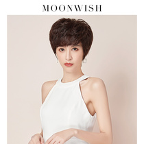 Dream Weishi wig Female short hair mother wig fluffy full short curly hair real hair wig set full headgear