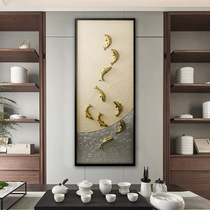 New Chinese style nine fish figure porch decoration painting Fengshui gathering wealth hanging painting door corridor aisle wall painting three-dimensional physical painting