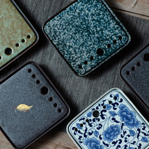 Tea tray simple Japanese style Jingdezhen ceramic tea table Chinese blue and white home retro creative double layer dry bubble table