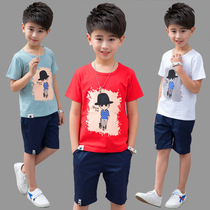 Boys summer suit 2022 new summer childrens children in the big boys handsome short sleeve sports two tides