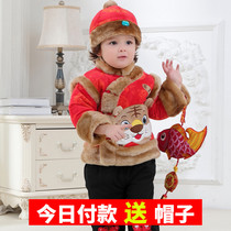 Autumn Winter Article Birthday Festive White Dress Baby Winter Cotton Jersey Suit Children Dons baby boy Down with boy