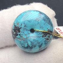 Boutique high porcelain green pine stone Ping An buckle pendant bread ring 19mm