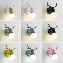 Nordic Macaron wall lamp led Modern simple bedside lamp Wall lamp Fashion creative Antler Bedroom aisle lamp