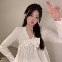 Shirt Woman Design Sensation Small Crowdwhite Short Long Sleeves Shirt Autumn Winter 2022 New Loose Dolt Blouse Blouse