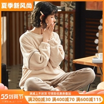 Coral Suede Pajamas Woman Winter Thicken Plus Suede Warm Two Sets Cute Flannel Casual Home Clothes Able To Go Out