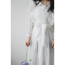 French sleeveless fabric apron Floral artist lace pure cotton photo clothing