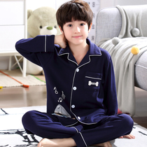 Boy Sleepwear Long Sleeve Pure Cotton Suit Spring Autumn Cartoon CUHK Boy 7-15 Year Old Boy Fall Childrens Home Clothes