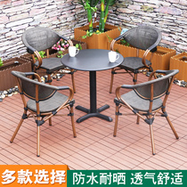 Impression outdoor table and chair Comer coffee shop table and chair balcony three-piece table and chair dessert milk tea shop table and chair combination