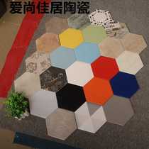 Nordic black and white gray hexagonal brick 200X230 matte antique brick Kitchen and living room floor tiles color wall tiles