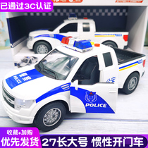 Large number open door Inertia Cop Car Toy Pickup Truck Model Flute Children Toy Car Simulation Police Car Little Boy Car