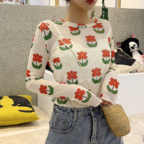 Net gauze sunscreen printing base shirt Yafeng same Crescent coat spring and summer thin slim long sleeves elastic interior